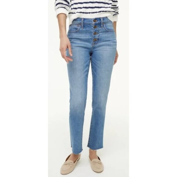J. CREW Essential Straight Jean in All-Day Stretch Blue Mist Wash - Size 24 - Picture 1 of 14